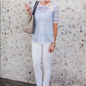 Elegant Lace Blue Top